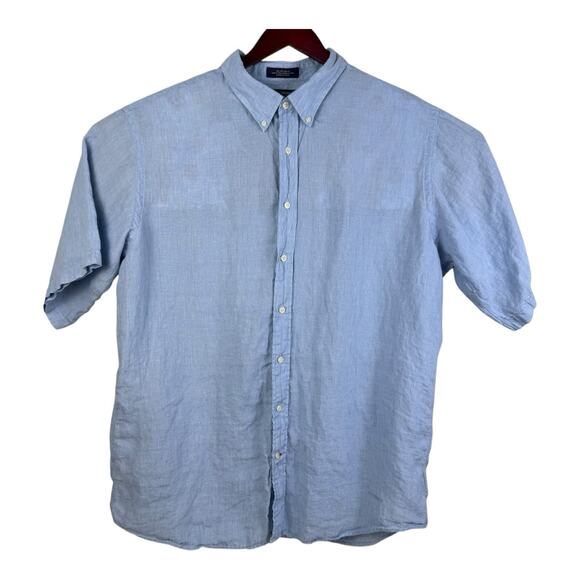 Cremieux Mens Short Sleeve Size 2XT 100% Linen Button Up Nautical Preppy Beach - Picture 1 of 12